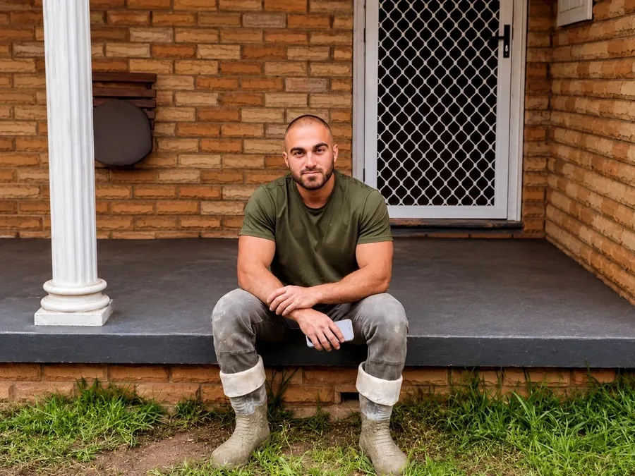 Iden, founder and director of Harbourline Group, on a finished porch slab